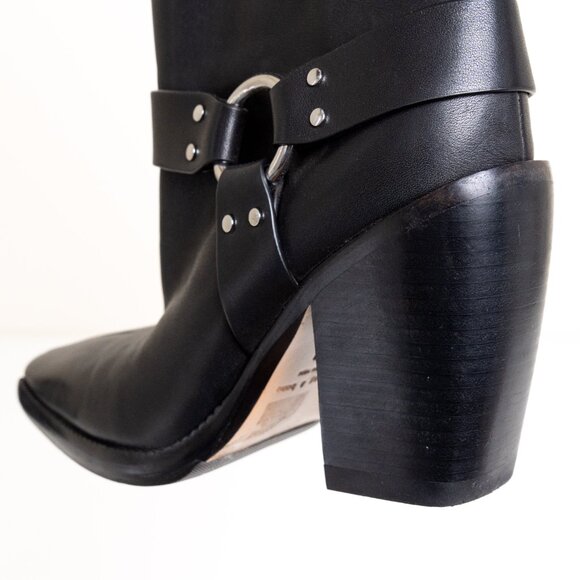 Rag and Bone Rio Western Leather Boot Black O Ring Harness Pointed Toe EU 38 - Picture 11 of 14